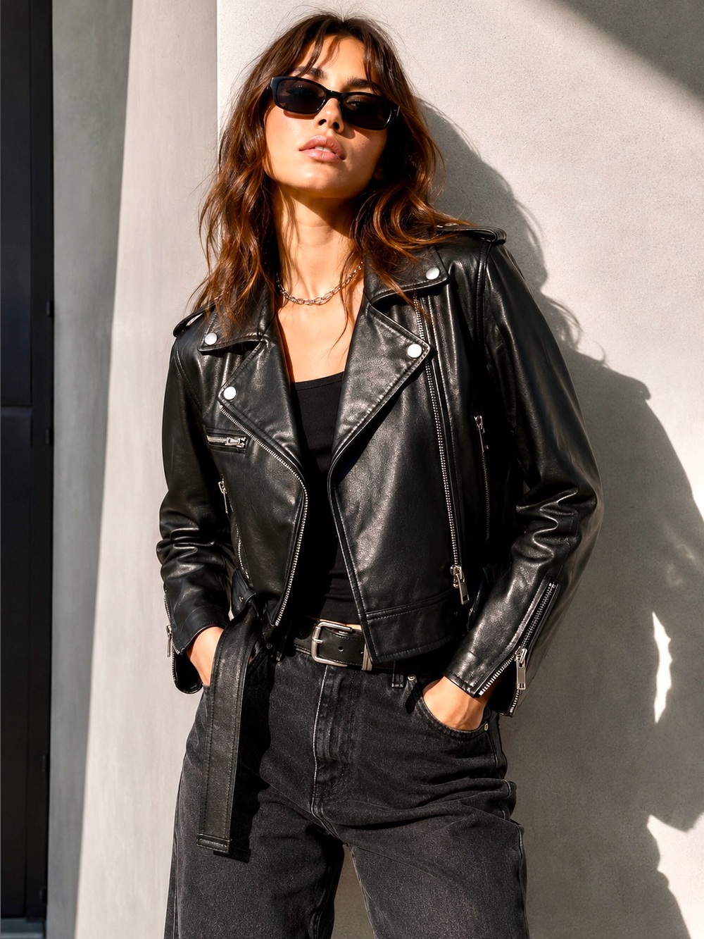 ZARA Genuine Leather Biker Jacket | Size S | NWT